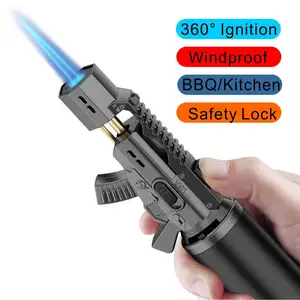 GF-917 Custom Wholesale Windproof Powerful Refilled Gun Shaped Fire Butane Torch Lighters For Outdoor