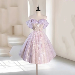 Vestido de Fiesta Elegante para Mujer, con Hombros Descubiertos, Brillante, para Invitadas de Boda, Vestidos Formales Cortos - Product Image 4