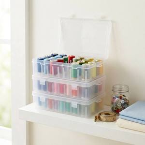 42 Spool Sewing Thread Organizer Box Clear Plastic Embroidery Floss <strong>Storage</strong> Case Wholesale Custom Logo OEM Craft Holder - Product Image 1