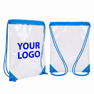 Sac à cordon <span class=keywords><strong>en</strong></span> PVC transparent imprimé de qualité supérieure avec œillets métalliques, sac de sport étanche pour festival, cadeau promotionnel, logo personnalisé - Product Image 1