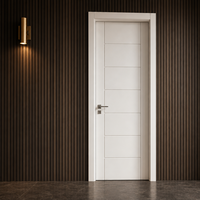 Porte intérieure à 7 panneaux, style affleurant, blanc apprêté, minimaliste, en MDF, pour chambre et villa, avec garantie de 5 ans