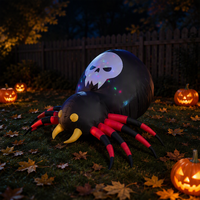 Squelette araignée gonflable noir avec lumière intégrée et longues jambes pour décoration d'extérieur de jardin, accessoire d'horreur pour Halloween