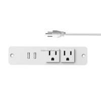Multiprise encastrable pour bureau avec 2 prises CA et 2 ports USB-A, prise de courant encastrée pour mobilier de bureau