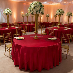 Moderna <span class=keywords><strong>Tovaglia</strong></span> Rotonda Personalizzata <span class=keywords><strong>Rossa</strong></span> 120 132 Pollici in Raso per Eventi Matrimoni Decorazioni Natalizie e Feste - Product Image 2