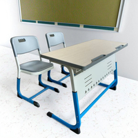 Bureau et chaise ergonomiques à hauteur réglable en MDF à double siège de haute qualité pour étudier-Mobilier scolaire de qualité supérieure
