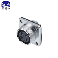 Conector de Cable de Alimentación para Aviación WS20 IP68 Impermeable, Macho y Hembra, Tipo TQ/Z con Brida Cuadrada, 2, 3, 4, 5, 6, 7, 8, 9, 12, 15 Pines