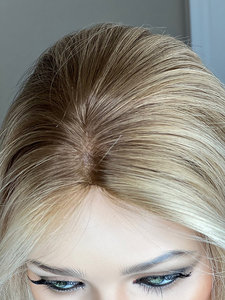 Kingdom 3x5 5x6 Blonde Balayage Mono Topper Raw European Hair Thin Lace Net Clip in <span class=keywords><strong>Postiche</strong></span> Toppers pour Femmes Perte de Cheveux - Product Image 5