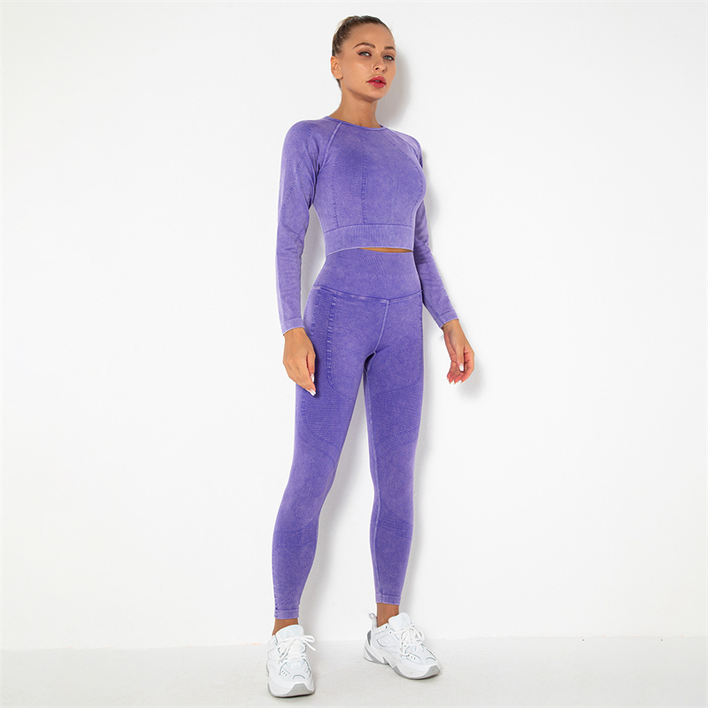 Fashion Modern Breathable Workout Clothing Women Active Wear Yoga Set 6 colors Long sleeve