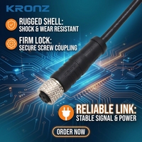 Connecteur industriel femelle KRONZ M8, prise d'aviation droite 3/4/5/8/12 broches, blindé, à verrouillage par vis, circulaire, IP67, en alliage