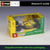 BBURAGO Coche de Carreras de Fórmula Naranja a Escala 1:43, Modelo de Aleación Fundida a Presión, Simulación de Vehículo Estilo F1, Juguete Coleccionable con Control de Fuerza