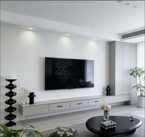 Mueble de TV de Madera Maciza Personalizado con Puertas de Vidrio, Cajones de Almacenamiento y Estantes Abiertos para Sala de Estar, Muebles de Lujo - Product Image 5