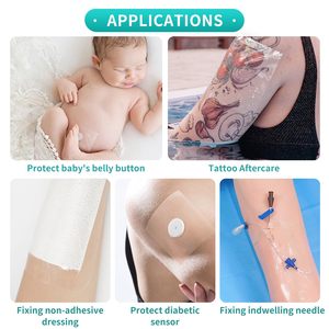 Apósito de película de PU transparente estéril, protector impermeable para ducha, vendaje adhesivo para tatuajes y heridas, parche de fijación para cánula IV - Product Image 3