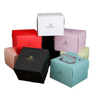 4/6/8/10/12 inch Cake Box gold stamping ivory board Handle Cake packaging Cheese Cake Box for Kids Birthday Wedding Home Party
