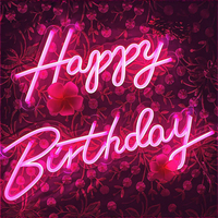 Lettres LED Géantes 3D Personnalisables (Couleurs et Tailles) Joyeux Anniversaire, Étanches, pour Publicité et Toiles de Fond Photo pour Bâtiments et Magasins
