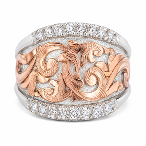 Anello Vintage Stile Corte con Motivo in Rilievo per Uomo e Donna, Gioiello da Dito Bicolore alla Moda - Product Image 1