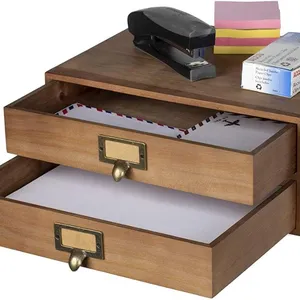 Home Office Schreibtisch Organizer-Holz 2 Schublade Unter Monitor Stand-Drucker Plattform-Papier Halter