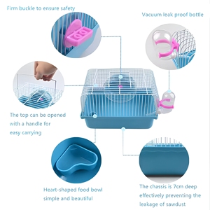 <span class=keywords><strong>Cage</strong></span> à hamster portable pour petits animaux avec dessus transparent et poignée de transport pour les voyages et l'habitat domestique - Product Image 6