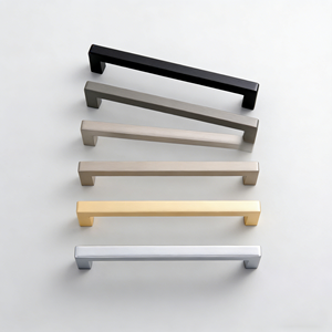 Luxury Kitchen Cupboard Handles <strong>Drawer</strong> Handles 5 Inch 192mm Gold and <strong>Black</strong> <strong>Square</strong> Cabinet Pull - Product Image 1