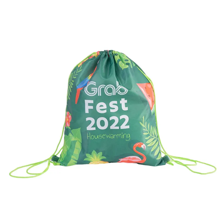 Custom Nylon Drawstring Tas Kerst Promotie Verpakking Draw String Tas Polyester Sublimatie Trekkoord Rugzak Met Logo