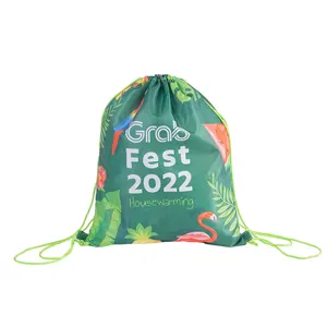 Custom Nylon Drawstring Tas Kerst Promotie Verpakking Draw String Tas Polyester Sublimatie Trekkoord Rugzak Met Logo