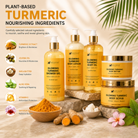 Kit de Soins Corporels Éclaircissants au Curcuma – Nouveau Gel Douche, Lait Corporel, Huile, Gommage Corporel et Beurre Corporel – Qualité Supérieure – Vente en Gros