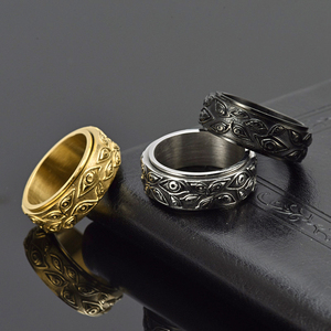 Anillo Giratorio de Acero Inoxidable Estilo Vintage Ojo de Horus, Anillo de Dedo para Aliviar el Estrés, Joyería Grabada Resistente al Deslustre - Product Image 2