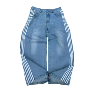 Jeans de Hombre 100% Algodón Vintage, Corte Recto, Oversize, con Logotipo Personalizado, Desgastados, Tejidos, Lavados, Estilo Baggy - Product Image 6