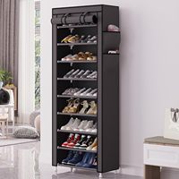 Meuble à chaussures moderne empilable à 9 niveaux en tissu non tissé imperméable avec structure en fer pour salon, entrée et couloir