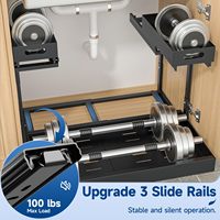 Rak Organizer Bawah Wastafel 2 Tingkat, Model Tarik, Bahan Metal, Dapat Diperluas, Warna Hitam, Multifungsi untuk Kamar Mandi, Dapur, Ruang Cuci, dan Pantry