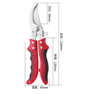 Tijeras de podar de acero inoxidable con cuchilla de 60 mm, diámetro de corte de 20-30 mm, color rojo, para podar árboles frutales. - Product Image 2