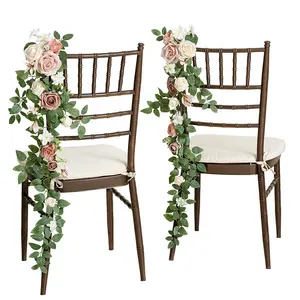 Decorações de cadeira de casamento dusty, arranjo de flores de pássaro para decoração da cerimônia