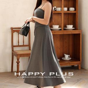 แฮปปี้พลัสกระโปรงมิดิทรงเอเอวสูงสำหรับผู้หญิงไซส์ใหญ่ สีพื้น ผ้าพลิ้วสวย สไตล์ลำลอง N8918 - Product Image 1