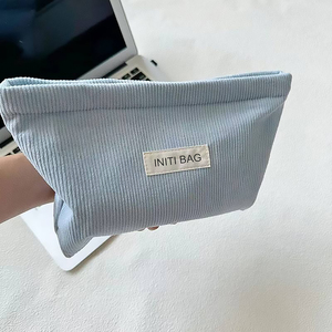 Custom Logo High Quality <b>Corduroy</b> Striped Velvet Makeup Pouch Lightweight Small <b>Corduroy</b> Cosmetic <b>Bag</b> for Travel - Product Image 5