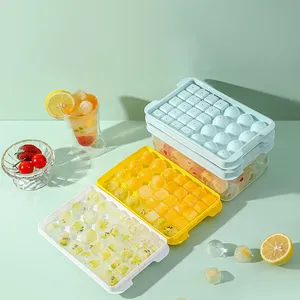 Bpa Vrije Herbruikbare Ronde Plastic Ijsbal Maker Kubus Mal Mal Cirkel Mini Ijsblokjes Lade Set Met Deksel Bak Emmer