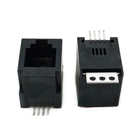 Prise téléphonique modulaire 616SMT à entrée supérieure RJ9 femelle 4P4C, montage en surface vertical, SMT, largeur = 11,1 mm, LCP noir, plaqué or RJ11