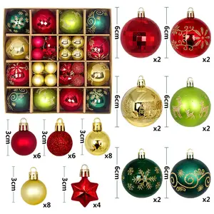 Bola Natal warna-warni Pa ornamen bola Natal tahan pecah untuk dekorasi pohon Natal