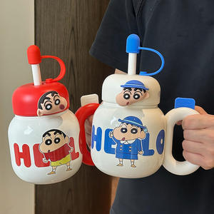 Taza Aislada Crayon Shinchan de 500 ml con Pajita y Asa para Uso en Oficina, Nuevo Estilo Verano 2025 - Product Image 3