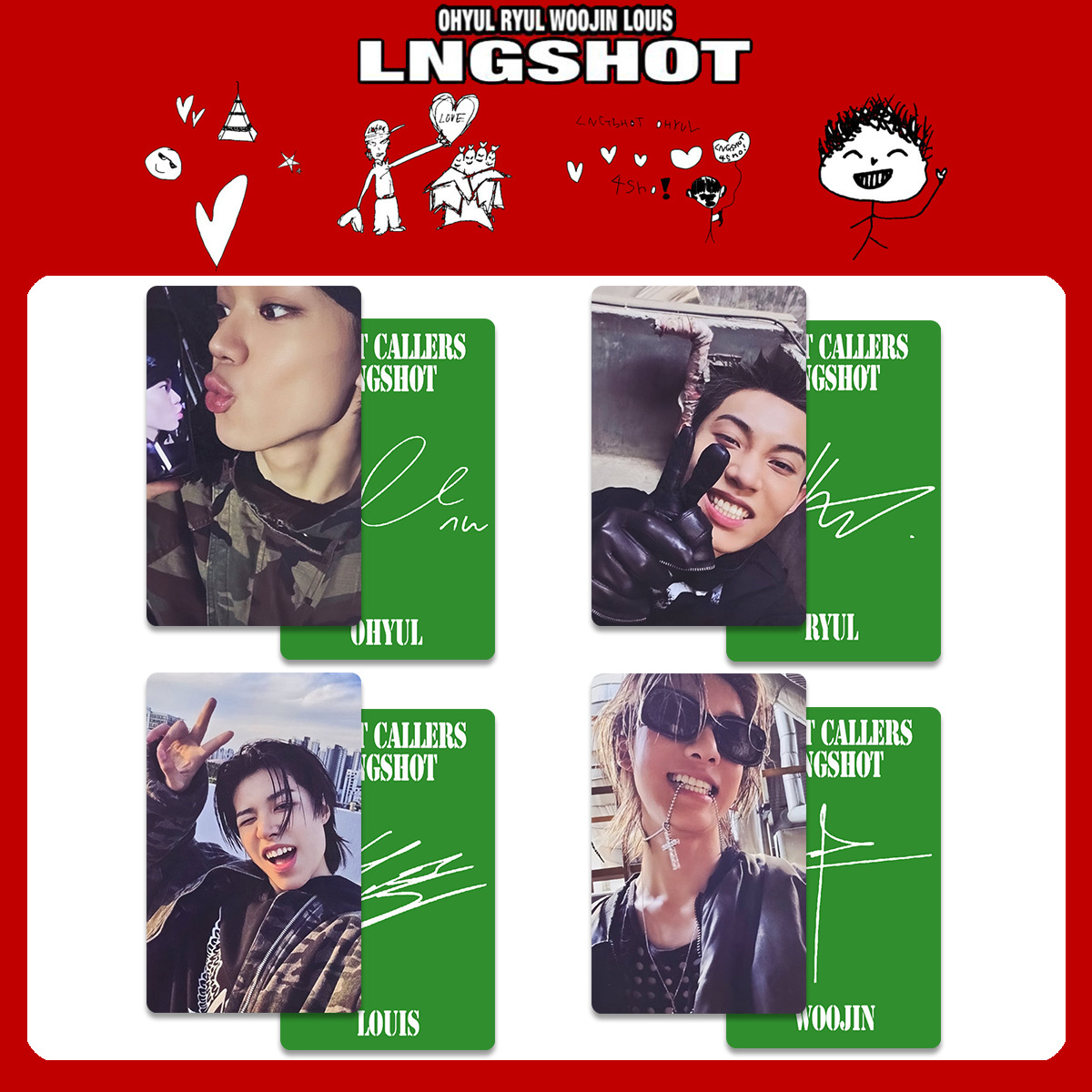 4Pcs LNGSHOT 1st Album SHOT CALLERS K4 Special Card POP-UP Store