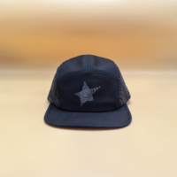 Casquette 5 panneaux personnalisée avec logo réfléchissant, en polyester perforé, pour la course, noir, marine, topographique, vente en gros, OEM