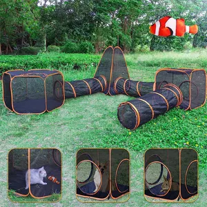 Cube de divertissement intérieur et extérieur pour animaux de compagnie combiné de haut niveau d'apparence tunnel portable pliable lavable 3 en 1 pour animaux de compagnie