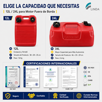 Réservoir de Carburant Marin en PEHD 12L 24L avec Indicateur de Niveau, Tuyau en Option, Double Connecteur pour Bateau Hors-Bord