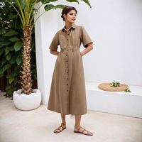 Robe longue décontractée à col rond, imprimé intégral, ajourée, pour femme, style estival