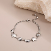 Bracelet chaîne en acier inoxydable étoile soleil lune Bijoux de luxe léger Accessoires non décolorants Femmes Bracelet chaîne tendance 18k