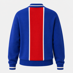 Retro Soccer Jersey Knit <b>Sweater</b> Men's Polo Collar Football Casual Pullover <b>Vintage</b> Streetwear - Product Image 3
