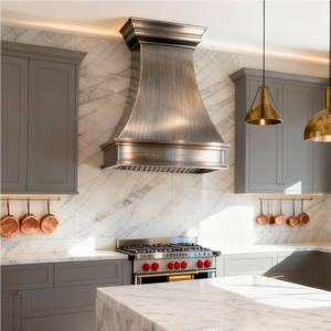 <span class=keywords><strong>Campana</strong></span> Extractora <span class=keywords><strong>de</strong></span> <span class=keywords><strong>Cocina</strong></span> Eléctrica Personalizada, Ventilada, <span class=keywords><strong>de</strong></span> Cobre Cepillado Estilo Antiguo, Montada en la Pared, Forma <span class=keywords><strong>de</strong></span> <span class=keywords><strong>Campana</strong></span>, Ventilación <span class=keywords><strong>de</strong></span> Lujo para Villa - Product Image 5