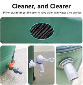 100 gallons 380L pliable baril de pluie pliable Portable réservoir de stockage d'eau baril d'eau de jardin avec drains et robinets - Product Image 2