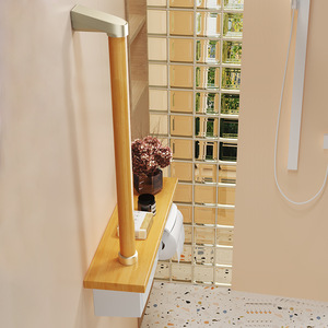 Meiruide – porte-papier toilette en bois massif avec barre de sécurité pour salle de bain, support pour personnes âgées, capacité de charge de 150 Jin, design moderne et simple - Product Image 2