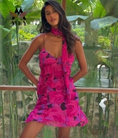Robe de plage légère et fluide à imprimé floral avec bretelles spaghetti pour femme, collection été 2026 – Maillot de bain et tenue de plage personnalisés
