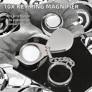 ミニポータブル10Xハンドヘルド折りたたみキーリング拡大拡大器チェーンガラス付き毎日使用ギフト - Product Image 2