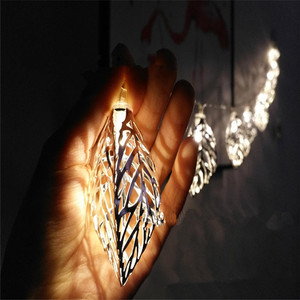 Christmas Crismas Festive DIY Decoration <strong>Light</strong> Gold Silver <strong>Leaves</strong> Shape Led String <strong>Light</strong> - Product Image 6